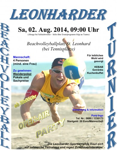 Plakat - Beachvollyballturnier 2014